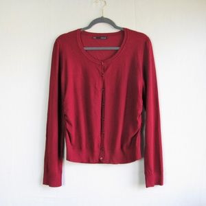 Maurices red ruched rayon cardigan